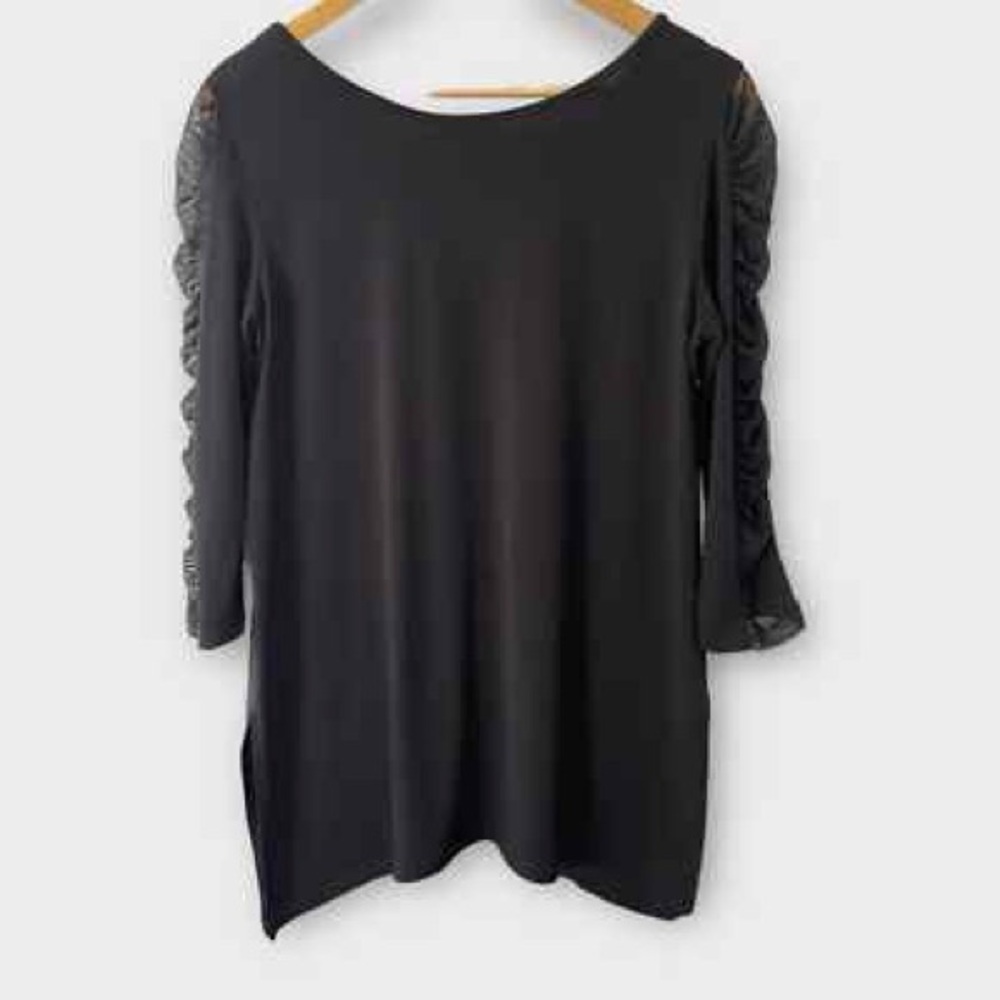 Clara‎ Sun Woo Mesh Sleeve Tunic Blouse – Size Medium 🖤✨